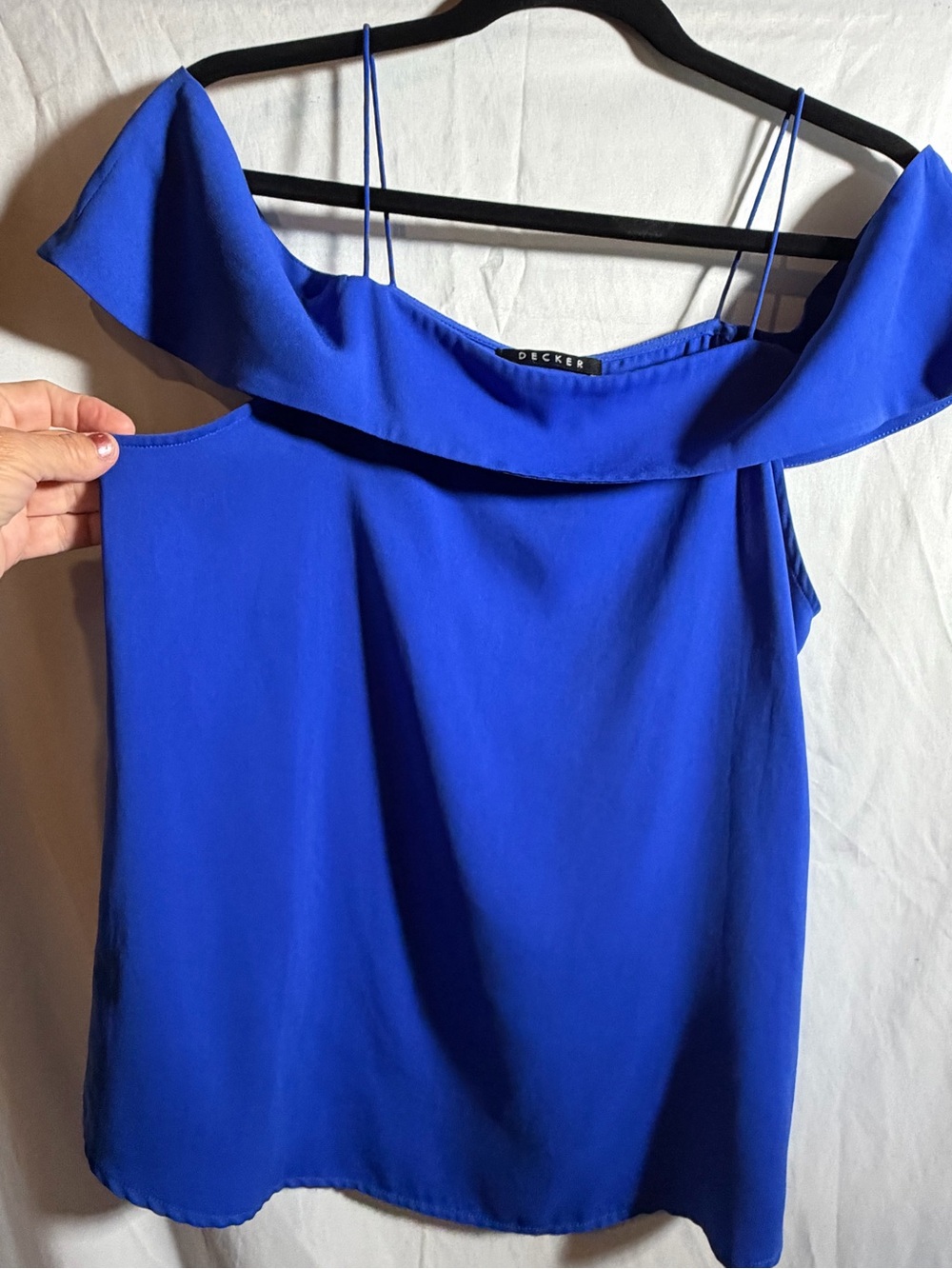 Womens Cobalt Blue Off-Shoulder Ruffle Camisole